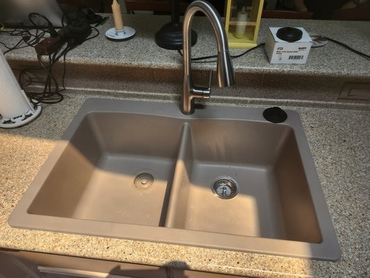 kitchen sink basin installation - We installed a customer supplied kitchen sink basin to better match the counter top. After that we also installed a new garbage disposal, kitchen faucet, and new drain lines kitchen sink basin installation - We installed a customer supplied kitchen sink basin to better match the counter top. After that we also installed a new garbage disposal, kitchen faucet, and new drain lines