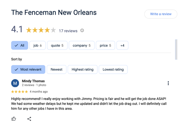 Reviews | References | Testimonials - Thank you for considering The Fenceman for your next appointment. We appreciate your understanding as we continue to grow our Yelp reviews organically. In the meantime checkout what others have said about service elsewhere online. Reviews | References | Testimonials - Thank you for considering The Fenceman for your next appointment. We appreciate your understanding as we continue to grow our Yelp reviews organically. In the meantime checkout what others have said about service elsewhere online.