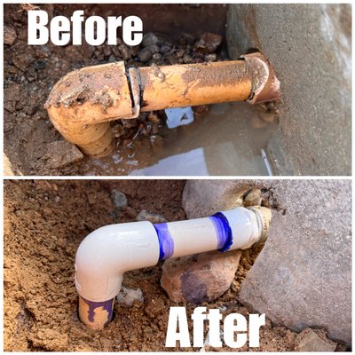 Main Line Leak Repair - Main Line was damaged at the 90 elbow. Replaced broken PVC section and brass coupling. Main Line Leak Repair - Main Line was damaged at the 90 elbow. Replaced broken PVC section and brass coupling.