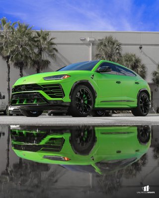 Lamborghini Urus Satin Apple Green Color Change Wrap - This Lamborghini Urus received a complete transformation with a full color change wrap using 3M 2080 Satin Apple Green, creating a bold and unmistakable appearance while maintaining OEM level fit and finish.

To achieve a true factory style color conversion, the project included full door jamb wrapping, ensuring the original paint color is hidden when the doors are opened. The vibrant satin finish is complemented by the factory black accents and matching green interior details for a cohesive, one of a kind look.

Services Performed:

• Full Color Change Wrap
• 3M 2080 Satin Apple Green Vinyl
• Full Door Jamb Wrap
• Trim & Detail Disassembly/Reassembly
• Complete Exterior Transformation

Completed by Unlimited Wraps in Doral, serving Miami and South Florida.