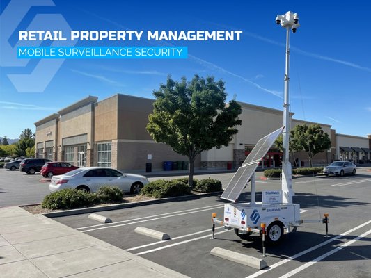 Retail Property Mobile Surveillance - SiteWatch Mobile Surveillance Trailers were implemented to strengthen security across retail centers and commercial properties. AI-powered monitoring and real-time alerts helped stop trespassing, loitering, vandalism, and other unauthorized activity. It also gave property managers steady visibility over parking lots, storefronts, and common areas.