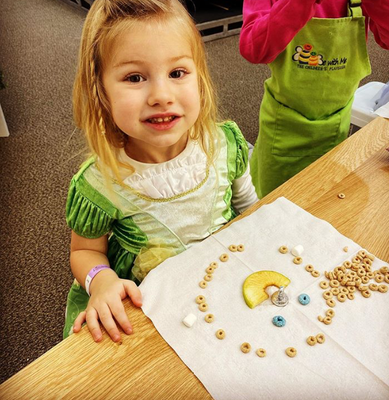 Come Bake with Me! - In the Bake Shop, parents and children can put on aprons and don a chef hat to decorate a cookie or a cupcake. Make a healthy snack, a yummy s'more, a chocolate lava cake or your very own rainbow cake.
You can also purchase snacks or hot or cold beverages. Playseum Dollars are needed. ($2- $8) Come Bake with Me! - In the Bake Shop, parents and children can put on aprons and don a chef hat to decorate a cookie or a cupcake. Make a healthy snack, a yummy s'more, a chocolate lava cake or your very own rainbow cake.
You can also purchase snacks or hot or cold beverages. Playseum Dollars are needed. ($2- $8)