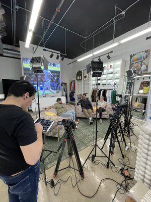 Remote Multicamera Podcast Production - Remote multicamera podcast production at Kanopy Wynwood for StepUp podcast. Raw footage for all audio and video a well as a Live-like produced video with cameras switched in real time.
Equipment: Canon Cinema Cameras, 3 wireless microphones, sound board, audio and video equipment.
Crew: Camera Director, assistant producer, audio engineer. Remote Multicamera Podcast Production - Remote multicamera podcast production at Kanopy Wynwood for StepUp podcast. Raw footage for all audio and video a well as a Live-like produced video with cameras switched in real time.
Equipment: Canon Cinema Cameras, 3 wireless microphones, sound board, audio and video equipment.
Crew: Camera Director, assistant producer, audio engineer.