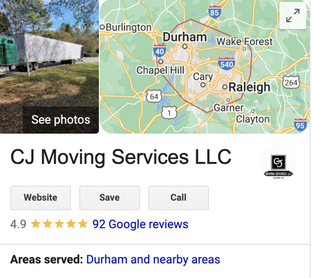 New to Yelp, Not New to 5-Star Reviews - CJ Moving Services LLC is a locally owned and operated moving company in Durham, NC. We have gained a significant reputation because of our competitive market rate and satisfied customers. Additionally, we have been working in this line of business for years and provide comprehensive moving services to our clients. Our diverse services include furniture pickup & delivery, furniture rearrangement services, large & heavy item moving, local & long-distance moving services, and moving services for office, home, and apartment moving. Contact us now to get insight into our services. New to Yelp, Not New to 5-Star Reviews - CJ Moving Services LLC is a locally owned and operated moving company in Durham, NC. We have gained a significant reputation because of our competitive market rate and satisfied customers. Additionally, we have been working in this line of business for years and provide comprehensive moving services to our clients. Our diverse services include furniture pickup & delivery, furniture rearrangement services, large & heavy item moving, local & long-distance moving services, and moving services for office, home, and apartment moving. Contact us now to get insight into our services.