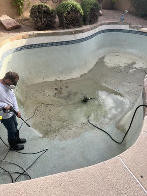 Acid washing - Acid washing is a crucial maintenance procedure for swimming pools, aimed at rejuvenating and restoring the surface of plaster or concrete pools. Over time, pools can accumulate stains from algae, minerals, and chemicals, leading to a dull appearance. This project involved a thorough acid wash to remove these unsightly stains and restore the pool's original luster.

The process began with draining the pool and thoroughly cleaning the surface to eliminate debris. A mixture of muriatic acid and water was carefully applied to the pool walls and floor, effectively dissolving mineral deposits and stains. After allowing the solution to work its magic, the surfaces were scrubbed to ensure complete removal of contaminants.

Finally, the pool was rinsed thoroughly to neutralize the acid, and once dry, it was ready for refilling and treatment. This project not only enhanced the aesthetic appeal of the pool but also improved water quality, making it a safer and more inviting space for swimming. Overall, the acid washing process revitalized the pool, ensuring it remains a focal point of enjoyment and relaxation.