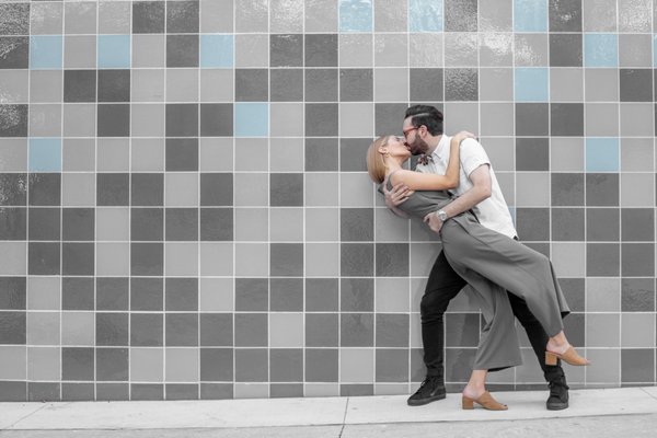 Brian + Dav - A two-hour shoot with Brian and Dav ahead of their wedding, including stops at the Austin Boardwalk, downtown 6th Street and the Blue Tile Wall.