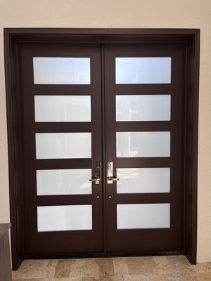 Door Restoring - This 8-year-old door has been completely restored to look brand new. We sanded it, applied primer, and carefully color-matched the original paint for a seamless finish. We did interior and exterior of the door. Door Restoring - This 8-year-old door has been completely restored to look brand new. We sanded it, applied primer, and carefully color-matched the original paint for a seamless finish. We did interior and exterior of the door.
