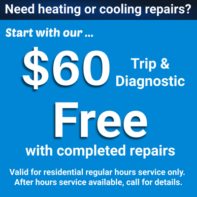 Specials - Here are some of our prices for Trip and Diagnostic, furnace and AC installation prices.