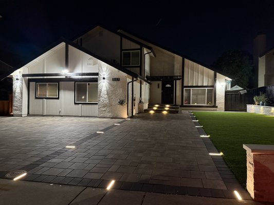 Front Yard Remodel/ Outdoor Lighting Installation - This front yard renovation was done in San Jose California. We added pavers, sod and brand new outdoor lighting! Call us today for a free estimate!