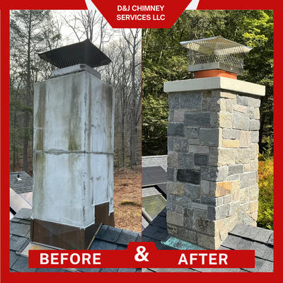 Chimney Restoration - Before and after photo. Chimney Restoration - Before and after photo.