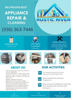 Appliance repair - Rustic river services llc we specialize an appliance repair call today to get an appointment  Appliance repair - Rustic river services llc we specialize an appliance repair call today to get an appointment 