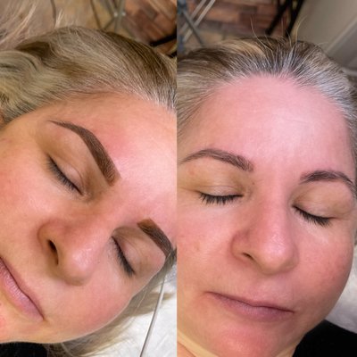 Ombré Powder - Ombre is a semi-permanent powdered brows technique for clients who prefer fuller result than hairstrokes but still very soft but can be more bold and defined if desired... The tails of the brow are darker and fade into a light beginning to the brow, giving a perfect Ombre makeup effect. The effects will be waterproof, smudge-proof and completely natural Ombré Powder - Ombre is a semi-permanent powdered brows technique for clients who prefer fuller result than hairstrokes but still very soft but can be more bold and defined if desired... The tails of the brow are darker and fade into a light beginning to the brow, giving a perfect Ombre makeup effect. The effects will be waterproof, smudge-proof and completely natural