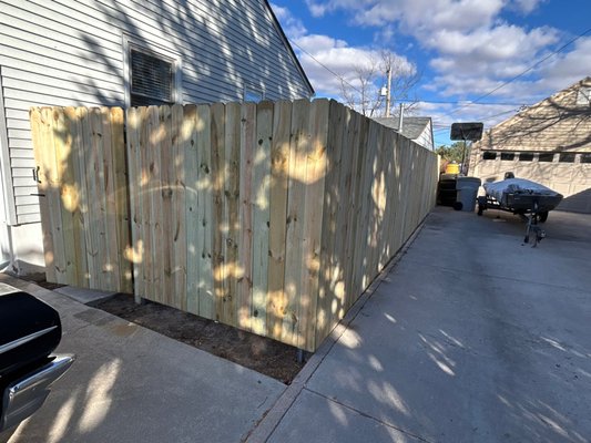 Fence Replacement - Old fence was taking down and replaced with a new wooden fence, with metal posts. Fence Replacement - Old fence was taking down and replaced with a new wooden fence, with metal posts.