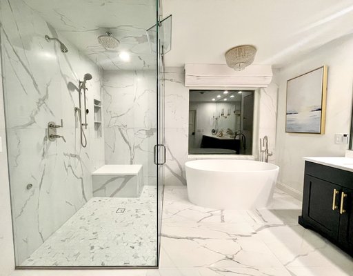 Chic Master Bath - A transformation built to open up the bathroom space and create a luxury experience!