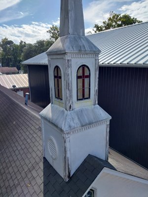 a church steeple remodle - this remodel was done to fix the leaks and rotted wood, which turned into a complete rebuild a church steeple remodle - this remodel was done to fix the leaks and rotted wood, which turned into a complete rebuild