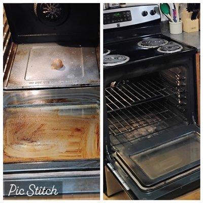 BEFORE AND AFTER OVEN CLEANING - After a deep clean with this project, we made it look as good as new! BEFORE AND AFTER OVEN CLEANING - After a deep clean with this project, we made it look as good as new!