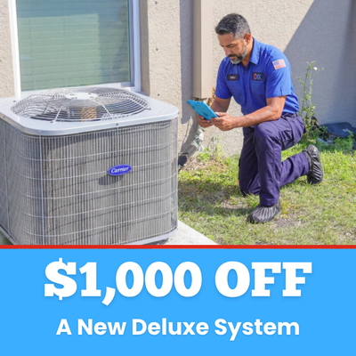 Deluxe+ HVAC System - Now $1,000 OFF - New Deluxe HVAC system installation in South Florida, now $1,000 OFF for a limited time. Our licensed HVAC technicians replaced an aging air conditioning unit with a high-efficiency system designed for Florida's heat and humidity. The new system delivers quieter operation, lower monthly energy bills, and consistent cooling throughout the home.
Direct Air Conditioning has installed systems across Miami, Kendall, Coral Gables, Pinecrest, Homestead, and Cutler Bay since 1995. Every new system installation includes a free in-home estimate, professional load calculation, full removal and disposal of the old unit, manufacturer warranty registration, and a workmanship guarantee from our team.
Financing is available with approved credit, including 0% APR options on qualifying systems. The $1,000 OFF promotion applies to new Deluxe-tier system installations and cannot be combined with other offers. Call Direct Air Conditioning to schedule your free replacement estimate and lock in current pricing before the season changes.