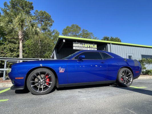 "HellSkat" Challenger! - We don't do much in the way of vinyl these days, but we just HAD to be a part of the first "HellSkat" package featuring our custom logo design. We also performed a full Paint Correction and our 9-Year Graphene Ceramic Coating package.
