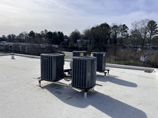Commercial HVAC Replacement for Hanna Imports in Raleigh - We were honored to lead the commercial HVAC replacement project for Hanna Imports in Raleigh. Recognizing the importance of efficient heating and cooling systems for businesses, we tackled the project with meticulous planning and dedication. Replacing the outdated two 12-1/2-ton units with five modern systems was not just about improving comfort; it was about providing significant cost savings to our client.
Throughout the HVAC installation, our priority was minimizing disruption to Hanna Imports’ operations while maximizing the benefits of the upgrade. Our expertise in commercial HVAC services ensured a smooth transition, allowing the business to immediately enjoy improved energy efficiency and performance. Witnessing the business owner's satisfaction as they saw the substantial savings on utility expenses reaffirmed the value of our work.
At Jay’s Heating and Cooling, partnering with Hanna Imports for their HVAC replacement was more than just a job—it was an opportunity to make a meaningful impact. Knowing that our efforts contributed to a more comfortable and cost-effective environment for both employees and customers fills us with pride. As we continue to serve the dynamic commercial landscape of North Raleigh, we remain committed to delivering exceptional results that exceed our clients’ expectations. Interested in learning more? Contact our office today to speak with one of our highly trained representatives. Commercial HVAC Replacement for Hanna Imports in Raleigh - We were honored to lead the commercial HVAC replacement project for Hanna Imports in Raleigh. Recognizing the importance of efficient heating and cooling systems for businesses, we tackled the project with meticulous planning and dedication. Replacing the outdated two 12-1/2-ton units with five modern systems was not just about improving comfort; it was about providing significant cost savings to our client.
Throughout the HVAC installation, our priority was minimizing disruption to Hanna Imports’ operations while maximizing the benefits of the upgrade. Our expertise in commercial HVAC services ensured a smooth transition, allowing the business to immediately enjoy improved energy efficiency and performance. Witnessing the business owner's satisfaction as they saw the substantial savings on utility expenses reaffirmed the value of our work.
At Jay’s Heating and Cooling, partnering with Hanna Imports for their HVAC replacement was more than just a job—it was an opportunity to make a meaningful impact. Knowing that our efforts contributed to a more comfortable and cost-effective environment for both employees and customers fills us with pride. As we continue to serve the dynamic commercial landscape of North Raleigh, we remain committed to delivering exceptional results that exceed our clients’ expectations. Interested in learning more? Contact our office today to speak with one of our highly trained representatives.