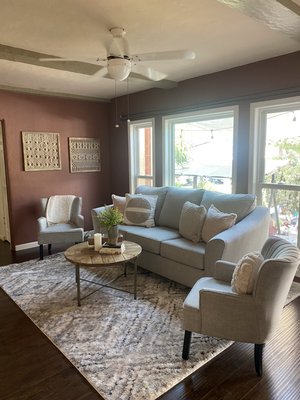 Glendora Home Staged - We added a lot of light color decor to help make the space look larger.