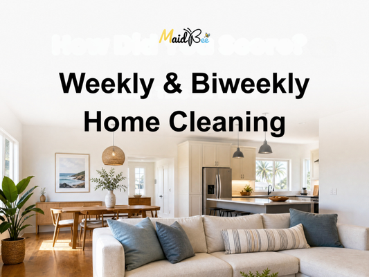 Recurring House Cleaning | Weekly & Biweekly - Keep your home consistently fresh, clean, and comfortable with MaidBee's professional recurring house cleaning services. We offer flexible weekly and biweekly cleaning schedules designed for busy homeowners, families, and professionals.
Our routine home cleaning services focus on kitchens, bathrooms, bedrooms, living areas, dusting, vacuuming, mopping, and general home maintenance.
Whether you need weekly housekeeping or biweekly maid services, MaidBee provides dependable cleaning solutions tailored to your home's needs.
Spend less time cleaning and more time enjoying your home. Contact MaidBee today for a personalized house cleaning estimate! Recurring House Cleaning | Weekly & Biweekly - Keep your home consistently fresh, clean, and comfortable with MaidBee's professional recurring house cleaning services. We offer flexible weekly and biweekly cleaning schedules designed for busy homeowners, families, and professionals.
Our routine home cleaning services focus on kitchens, bathrooms, bedrooms, living areas, dusting, vacuuming, mopping, and general home maintenance.
Whether you need weekly housekeeping or biweekly maid services, MaidBee provides dependable cleaning solutions tailored to your home's needs.
Spend less time cleaning and more time enjoying your home. Contact MaidBee today for a personalized house cleaning estimate!