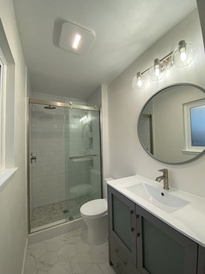 Bathroom Remodel in Fremont - fun little bathroom my pops and i finished last year. took us about 2 weeks due to materials availability and layout changes. customer was happy so that means i was happy. hit us up ! Bathroom Remodel in Fremont - fun little bathroom my pops and i finished last year. took us about 2 weeks due to materials availability and layout changes. customer was happy so that means i was happy. hit us up !