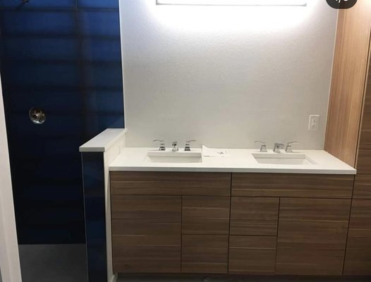 Vanity install and shower tile - Master bath remodel Vanity install and shower tile - Master bath remodel