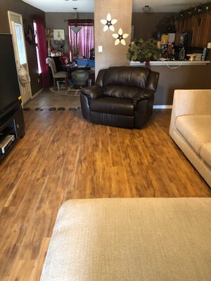 Living room and hallways - Out with the old dirty carpet and In with the waterproof floors. Living room and hallways - Out with the old dirty carpet and In with the waterproof floors.