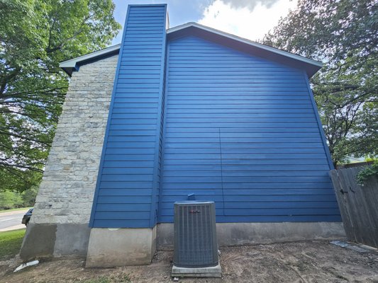 Siding & Window Replacement - We gave this home a full exterior upgrade — brand new James Hardie fiber cement siding, a fresh coat of Sherwin-Williams SuperPaint in Bunglehouse Blue, 18 new NT Executive windows, and a sleek sliding glass door.