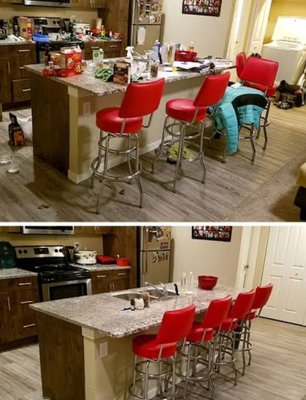Deep clean - I picked up all the garbage help organized  I also cleaned the stove top as well