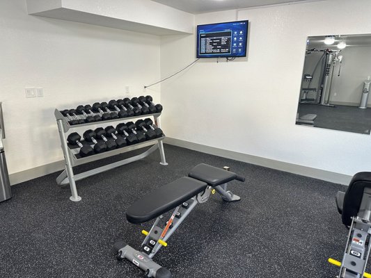 Our Gym - Our fitness center is free for all hotel guests. Enjoy convenient access to our treadmill, elliptical, and upright bike during your stay. Our Gym - Our fitness center is free for all hotel guests. Enjoy convenient access to our treadmill, elliptical, and upright bike during your stay.
