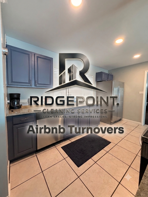 Airbnb Turnover - Elevate your guest experience and secure 5-star reviews with Ridgepoint Cleaning Services! We specialize in meticulous, fast, and reliable Airbnb and short-term rental turnover cleaning.
We know that in the hospitality business, timing and pristine presentation are everything. Our professional cleaning team ensures your property is impeccably sanitized, staged, and ready for your next arriving guests—every single time.
What We Offer:
Deep Sanitization & Cleaning: Comprehensive cleaning of kitchens, bathrooms, living areas, and bedrooms, targeting all high-touch surfaces.
Add ons: Linen & Laundry Management: Expert washing, drying, folding, and bed-making to hotel-quality standards.
Add Ons: Restocking Essentials: Checking and restocking guest amenities (toilet paper, soap, coffee, paper towels, etc.) based on your checklist. (Items Must be provided, or Reimbursement for Purchased Inventory)
Damage & Inventory Inspection: Detailed property checks to spot and report any guest damages, missing items, or maintenance issues immediately.
Staging & Presentation: Arranging furniture, pillows, and decor to guarantee a picture-ready, welcoming environment for check-in.
Take the stress out of property management and let us handle the dirty work. Clean spaces. Strong impressions.
👉 Contact us today for a custom quote or to schedule your turnover services! Airbnb Turnover - Elevate your guest experience and secure 5-star reviews with Ridgepoint Cleaning Services! We specialize in meticulous, fast, and reliable Airbnb and short-term rental turnover cleaning.
We know that in the hospitality business, timing and pristine presentation are everything. Our professional cleaning team ensures your property is impeccably sanitized, staged, and ready for your next arriving guests—every single time.
What We Offer:
Deep Sanitization & Cleaning: Comprehensive cleaning of kitchens, bathrooms, living areas, and bedrooms, targeting all high-touch surfaces.
Add ons: Linen & Laundry Management: Expert washing, drying, folding, and bed-making to hotel-quality standards.
Add Ons: Restocking Essentials: Checking and restocking guest amenities (toilet paper, soap, coffee, paper towels, etc.) based on your checklist. (Items Must be provided, or Reimbursement for Purchased Inventory)
Damage & Inventory Inspection: Detailed property checks to spot and report any guest damages, missing items, or maintenance issues immediately.
Staging & Presentation: Arranging furniture, pillows, and decor to guarantee a picture-ready, welcoming environment for check-in.
Take the stress out of property management and let us handle the dirty work. Clean spaces. Strong impressions.
👉 Contact us today for a custom quote or to schedule your turnover services!