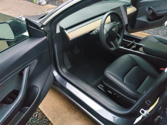 Tesla Interior Detail - We came out and took care of this beautiful Tesla Model 3. We vacuumed it, shampooed the carpet, cleaned and protected the seats and vinyl, and washed the windows. We removed nearly all of the dog hair, and left our client with a fresh looking car! Tesla Interior Detail - We came out and took care of this beautiful Tesla Model 3. We vacuumed it, shampooed the carpet, cleaned and protected the seats and vinyl, and washed the windows. We removed nearly all of the dog hair, and left our client with a fresh looking car!