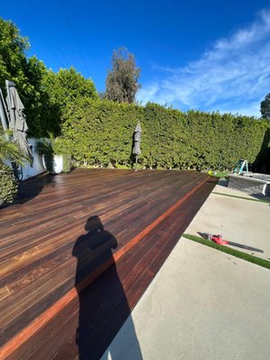 Pool Deck Refinish - Getting this pool deck ready for the summer. We power washed deck. Sanded two times to get all the imperfections and we finished it with Australian Timber Oil. Pool Deck Refinish - Getting this pool deck ready for the summer. We power washed deck. Sanded two times to get all the imperfections and we finished it with Australian Timber Oil.