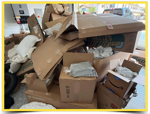 Cardboard Boxes Junk Removal - BAY AREA CARDBOARD JUNK REMOVAL COMPANY
Moving boxes piling up in the garage? A mountain of delivery boxes from online orders? Leftover packaging from a renovation, office move, or store restock?
 
GOOD BYE JUNK REMOVAL BAY AREA picks up and haul away cardboard of every size and quantity from homes and properties across the Bay Area, so you don't have to break it down, bag it, or make a dump run yourself.

What Type of Cardboard Good Bye Junk Removal Bay Area Removes?
Moving boxes and packing materials
Appliance and furniture boxes
Retail and shipping cardboard
Amazon, UPS, FedEx delivery boxes
Broken or water-damaged cardboard
Business and commercial cardboard waste

Why Professional Cardboard Removal Matters for Bay Area Homeowners and Business Owners
Cardboard builds up faster than most people expect, and it takes up valuable space while it sits. Whether it's a single pile in the kitchen or a garage full of flattened boxes from a move, our crews show up, load it all into the truck, and leave the space clean. They can create real problems for your home or property:
Takes up garage, storage, and living space
Attracts pests like rodents and insects
Creates fire hazards when stored in bulk
Adds unnecessary clutter and stress
GOOD BYE JUNK REMOVAL BAY AREA services ensures your cardboard is properly collected, sorted, and diverted to responsible recycling facilities whenever possible.
YELLOW TRUCK JUNK REMOVAL.jpg
WE do all the LIFTING, LOADING, HAULING, and DISPOSAL !
GOOD BYE JUNK REMOVAL BAY AREA provides reliable cardboard junk removal services throughout Alameda, Berkeley, Oakland, Concord, San Leandro, Hayward, Walnut Creek, Richmond, Fremont, and All of Bay Area.