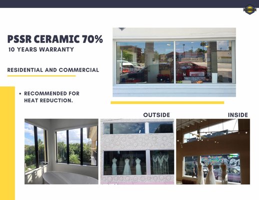 PSSR CERAMIC 70% - Perfect Products designed to enhance the beauty and safety of your home. This thermal barrier can provide a reduction in the cooling costs of your home. Harmful UV rays can damage your furniture over time.
Improve the appearance of your Business space with Commercial Window Tint. It will bring comfort to your Customers and Team. Your employees will feel more comfortable, which can increase productivity. PSSR CERAMIC 70% - Perfect Products designed to enhance the beauty and safety of your home. This thermal barrier can provide a reduction in the cooling costs of your home. Harmful UV rays can damage your furniture over time.
Improve the appearance of your Business space with Commercial Window Tint. It will bring comfort to your Customers and Team. Your employees will feel more comfortable, which can increase productivity.