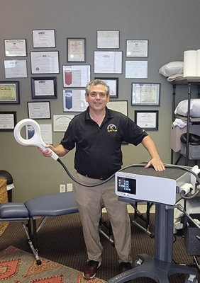EMTT, Electromagnetic Transduction Therapy High Powered Magnetic Therapy To Reduce Inflammation and Pain! - EMTT is cutting-edge regenerative and restorative Advanced Medical Technology and Therapy!
EMTT, also known as Extracorporeal Magneto Transduction Therapy, uses state of the art, high-powered, deeply penetrating Electro Magnetic pulses, to not only significantly reduce inflammation at the Cellular Level, a key component of the pain that most of us suffer from, to directly decrease pain related to herniated discs or back pain, neck pain, osteoarthritis of the hip, knee and any other joint where inflammation hides and pain resides.
EMTT is amazing at reducing inflammation and pain associated with any type of sports related injury, such as tendinitis or tendinopathy, such as Golfer's or Tennis Elbow, Achilles Tendinitis/Tendinopathy, any type of muscle/tendon strain or ligamental sprain. EMTT will also help expedite healing of shin splints or any other musculoskeletal ache, pain or injury, where inflammation is a factor, which includes just about every ache, pain or injury you may be experiencing.
"Extracorporal" means that this therapy is touch free and so if you are not ready for manual therapy but want great opportunity for pain relief, EMTT provides an amazing opportunity to feel your best. EMTT has been thoroughly tested and proven with amazing results in Europe for the past 5 years, helping to significantly reduce pain and healing and recovery from many types pain and injuries. If you want to either decrease and speed your recovery.
EMTT is amazing at reducing inflammation either pre-surgery, in certain instances perhaps reducing or delaying the need for some joint-replacement surgeries and to definitely reduce swelling and healing time, post-surgery.
Please give me a call to answer any questions that you may have or to schedule an appointment! EMTT, Electromagnetic Transduction Therapy High Powered Magnetic Therapy To Reduce Inflammation and Pain! - EMTT is cutting-edge regenerative and restorative Advanced Medical Technology and Therapy!
EMTT, also known as Extracorporeal Magneto Transduction Therapy, uses state of the art, high-powered, deeply penetrating Electro Magnetic pulses, to not only significantly reduce inflammation at the Cellular Level, a key component of the pain that most of us suffer from, to directly decrease pain related to herniated discs or back pain, neck pain, osteoarthritis of the hip, knee and any other joint where inflammation hides and pain resides.
EMTT is amazing at reducing inflammation and pain associated with any type of sports related injury, such as tendinitis or tendinopathy, such as Golfer's or Tennis Elbow, Achilles Tendinitis/Tendinopathy, any type of muscle/tendon strain or ligamental sprain. EMTT will also help expedite healing of shin splints or any other musculoskeletal ache, pain or injury, where inflammation is a factor, which includes just about every ache, pain or injury you may be experiencing.
"Extracorporal" means that this therapy is touch free and so if you are not ready for manual therapy but want great opportunity for pain relief, EMTT provides an amazing opportunity to feel your best. EMTT has been thoroughly tested and proven with amazing results in Europe for the past 5 years, helping to significantly reduce pain and healing and recovery from many types pain and injuries. If you want to either decrease and speed your recovery.
EMTT is amazing at reducing inflammation either pre-surgery, in certain instances perhaps reducing or delaying the need for some joint-replacement surgeries and to definitely reduce swelling and healing time, post-surgery.
Please give me a call to answer any questions that you may have or to schedule an appointment!