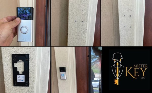 Camera door bell installation - That is a camera door bell installed on a wall house next to the front door,
that will allow the person who use it to see who is at his door and what is going on
on the street next to his house door