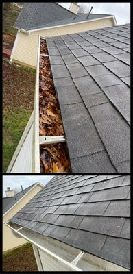 Gutter Cleaning Before & After - Here are a few of our before and after photos of our gutter cleanings. Gutter Cleaning Before & After - Here are a few of our before and after photos of our gutter cleanings.