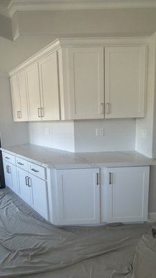 Fresh Kitchen Upgrade - Customer had kitchen done by unknown contractor but was not satisfied by the work done. We came in and demoed the countertops and backsplash. Fabricated, and installed new countertops with minimal joints per customer’s request. Fresh Kitchen Upgrade - Customer had kitchen done by unknown contractor but was not satisfied by the work done. We came in and demoed the countertops and backsplash. Fabricated, and installed new countertops with minimal joints per customer’s request.