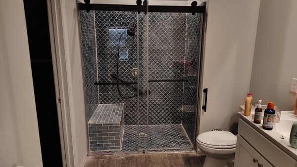 ADA Shower Door Installation - We installed a sliding shower door that was ADA complaint for better independence of our client. ADA Shower Door Installation - We installed a sliding shower door that was ADA complaint for better independence of our client.