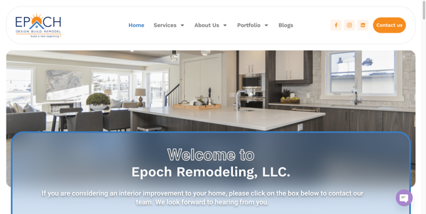 Epoch Remodeling LLC - Our team had the pleasure of designing and developing the website for Epoch Remodeling, a trusted home renovation company based in Missouri.
We focused on delivering a clean, modern layout that reflects their craftsmanship and professionalism. The site highlights their full range of services—from kitchen and bath remodeling to flooring, painting, and custom finishes—while making it easy for visitors to request consultations and browse their portfolio.
Built for speed, SEO, and user experience, the site works seamlessly across desktop and mobile, ensuring potential clients can explore their services anytime, anywhere.
Proud to support businesses like Epoch Remodeling in building a strong digital presence! Epoch Remodeling LLC - Our team had the pleasure of designing and developing the website for Epoch Remodeling, a trusted home renovation company based in Missouri.
We focused on delivering a clean, modern layout that reflects their craftsmanship and professionalism. The site highlights their full range of services—from kitchen and bath remodeling to flooring, painting, and custom finishes—while making it easy for visitors to request consultations and browse their portfolio.
Built for speed, SEO, and user experience, the site works seamlessly across desktop and mobile, ensuring potential clients can explore their services anytime, anywhere.
Proud to support businesses like Epoch Remodeling in building a strong digital presence!