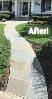Failed slabs to Flagstone perfection - Waldwick - We removed the old, uneven stone slabs and rebuilt the walkway from the base up using premium-cut flagstone for a cleaner, more refined finish. The new layout follows the original curve but with tighter joints and full mortar bedding for added strength and stability. Each piece was carefully selected and laid to ensure smooth transitions and a polished look. Edges were trimmed and compacted to create a crisp, tailored border. The result is a stunning, durable walkway that elevates the front entry with craftsmanship and curb appeal. Failed slabs to Flagstone perfection - Waldwick - We removed the old, uneven stone slabs and rebuilt the walkway from the base up using premium-cut flagstone for a cleaner, more refined finish. The new layout follows the original curve but with tighter joints and full mortar bedding for added strength and stability. Each piece was carefully selected and laid to ensure smooth transitions and a polished look. Edges were trimmed and compacted to create a crisp, tailored border. The result is a stunning, durable walkway that elevates the front entry with craftsmanship and curb appeal.