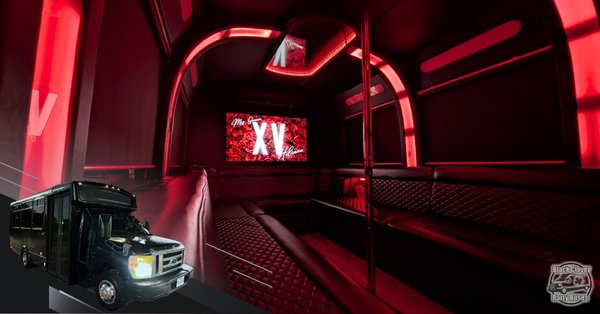 “The Infinity Bus” - Take your event to the next level with the Infinity Bus, the second stunning addition to the Black Clover Party Buses fleet. Designed with both style and celebration in mind, this party bus features diamond-stitch seating and lit arches that create a sleek, modern interior vibe perfect for any occasion. The signature infinity circle design in the ceiling adds a wow factor that sets the mood from the moment your guests step onboard.

Inside, the Infinity Bus comes loaded with all the premium amenities you expect from Black Clover — whether you’re rolling to a wedding, birthday, concert, prom, or night out on the town. You’ll enjoy custom LED lighting, top-tier sound systems, wireless charging station, high-speed Wi-Fi, and climate-controlled comfort throughout the ride.

Spacious yet intimate, it’s the perfect mobile party suite for groups who want to travel together in luxury, style, and nonstop fun. Make every moment part of the celebration with the Infinity Bus — where the party begins the moment you step inside.