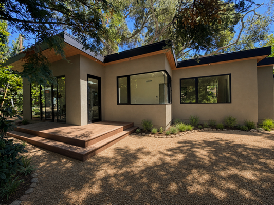1200 SQFT ADU - Kiowa Court, Portola Valley

A hillside lot in a seismic hazard zone, less than a mile from the San Andreas fault, in a town that reviews every line. formX carried the design, the geotechnical and structural peer reviews, the permit, and a separate sewer pump approval. The result is a 997 sq ft two-bedroom ADU with a covered porch, skylights over the living space, and a full kitchen in quartz and engineered hardwood. One team from first sketch to final inspection.