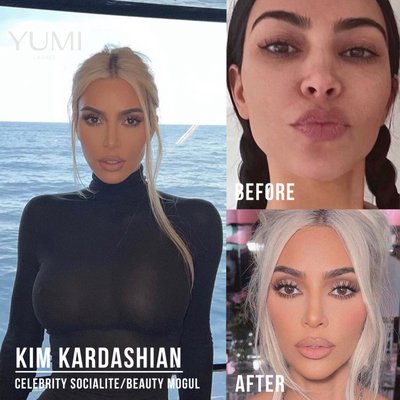 YUMILashes: Kim Kardashian - Socialite and beauty mogul Kim Kardashian has her lifted YUMI lashes! Regular treatments include YUMI Premium Keratin Lash Lift with a lash tint add-on. The results of her YUMI Lash Lift are so stunning! Although Kim has such beautiful and long natural lashes, the lash lift has enhanced them even more, giving the illusion of extensions without any effort. YUMILashes: Kim Kardashian - Socialite and beauty mogul Kim Kardashian has her lifted YUMI lashes! Regular treatments include YUMI Premium Keratin Lash Lift with a lash tint add-on. The results of her YUMI Lash Lift are so stunning! Although Kim has such beautiful and long natural lashes, the lash lift has enhanced them even more, giving the illusion of extensions without any effort.