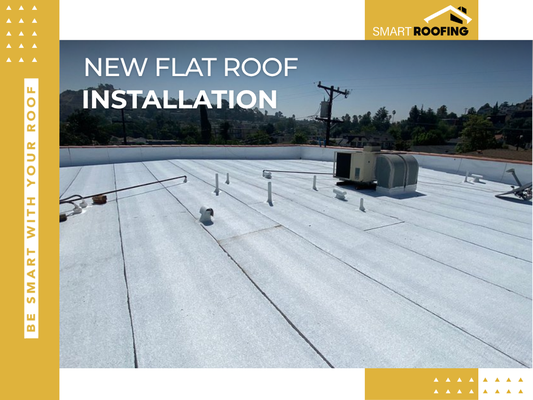 Flat Roof Installation - White Polyfresko by Polyglass - New Flat Roof Flat Roof Installation - White Polyfresko by Polyglass - New Flat Roof