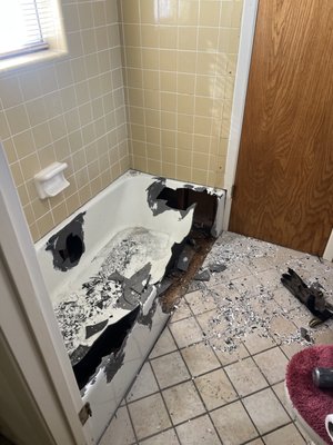 Bathtub change out to shower pan - This was just a exchange out of a cast-iron bathtub to a shower pan.