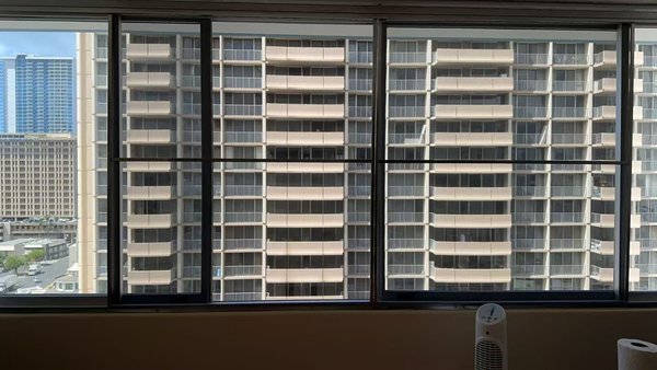 Custom Extra Large Window Screens with Tracks - This project was to custom build two extra-large window screens in an apartment building. The project required new tracks and custom build screens. Custom Extra Large Window Screens with Tracks - This project was to custom build two extra-large window screens in an apartment building. The project required new tracks and custom build screens.