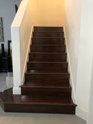Stair Remodeling - Stair Existing Flooring Removed: 13 Years old Laminate
New raisers: Unfinished White Oak
Landing: LVP
Stair Noses: Custom Flush